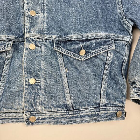 Vintage Esprit Jeans Denim Bomber Jacket Corduroy Stand Collar 80s 90s Large - Picture 9 of 13